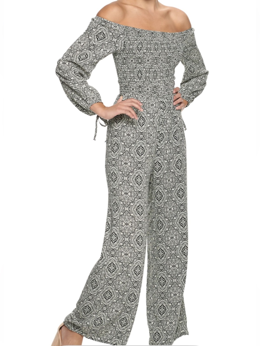 Live to be Spoiled Smocked Off The Shoulder Jumpsuit